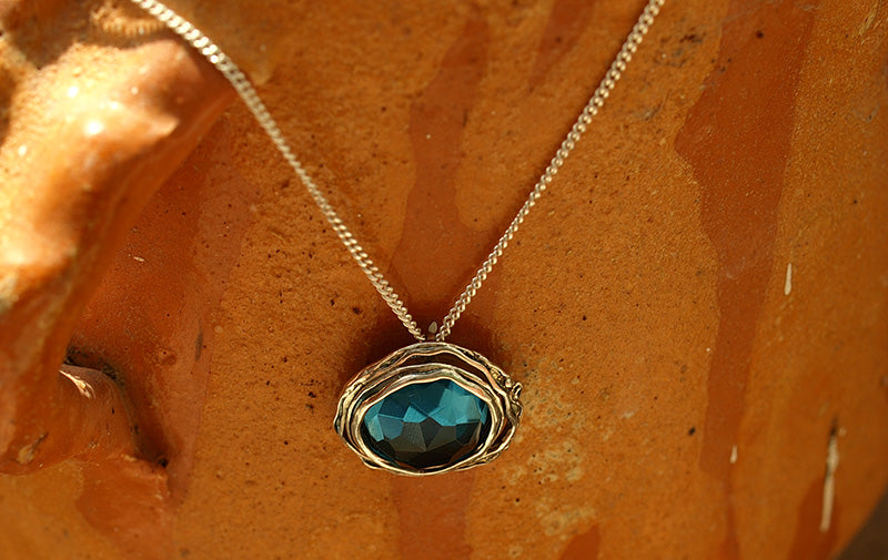 Silver Necklace with Blue Topaz