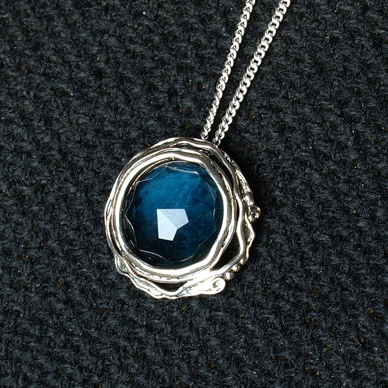 Silver Necklace with Blue Topaz