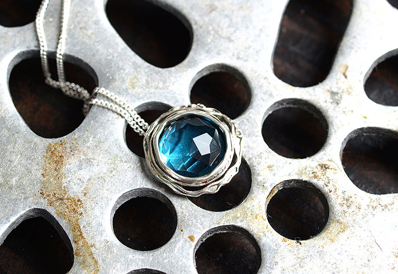 Silver Necklace with Blue Topaz