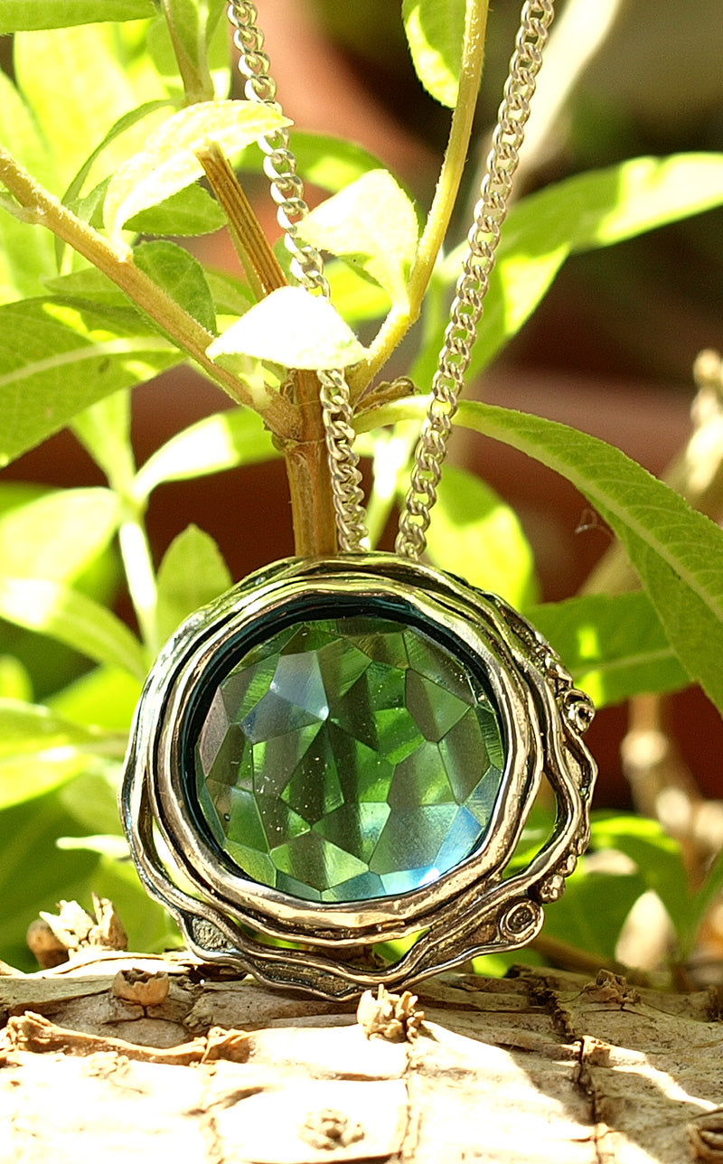 Silver Necklace with Blue Topaz