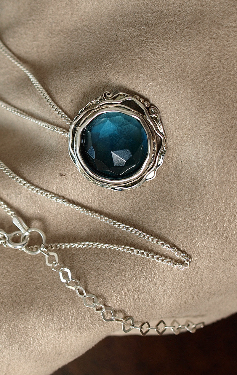 Silver Necklace with Blue Topaz