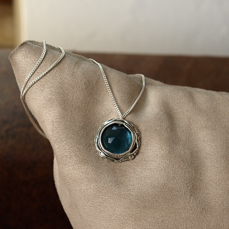 Silver Necklace with Blue Topaz