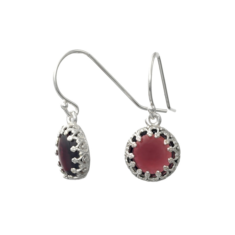 Silver Earrings with Garnet