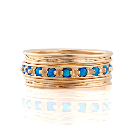 Gold filled 3 stacking rings, opal