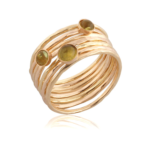 Gold Filled 7 Stack Rings with Pridot