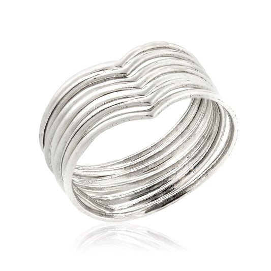 Silver 7 stack rings