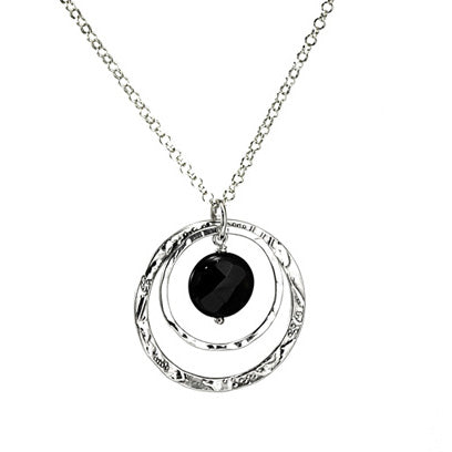 Silver Necklace with Onyx