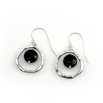 Silver Earrings with Onyx