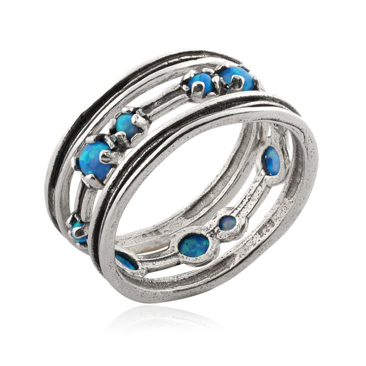 Silver 3 Stack Rings with Opal