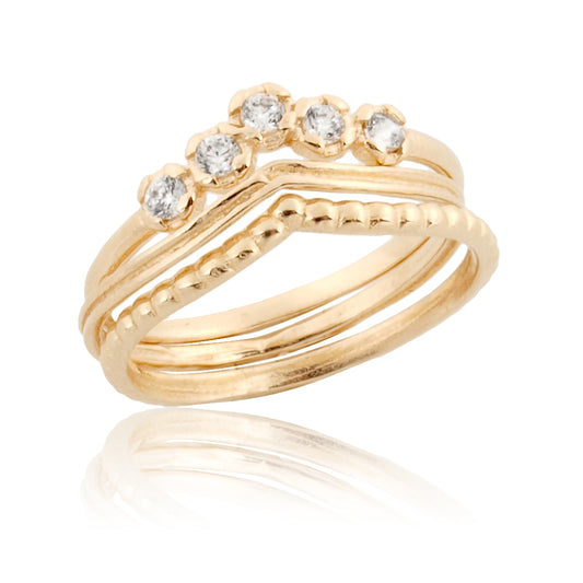 Vermeil 3 Stack Rings with Zircon