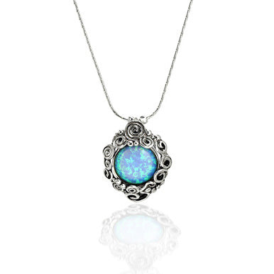 Silver Necklace with Opal