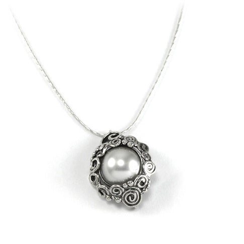 Silver Necklace with Pearl