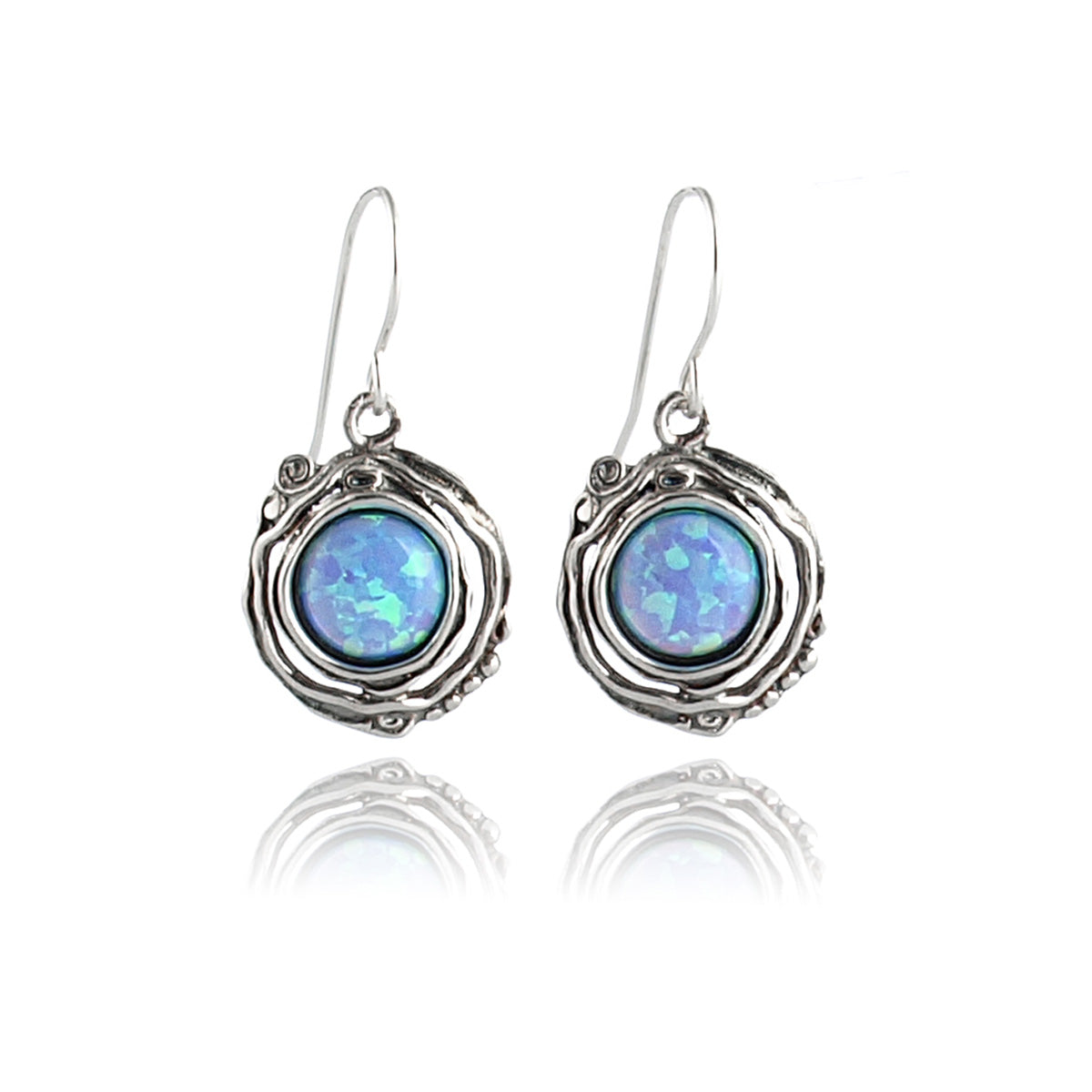 Silver Earrings with Opal