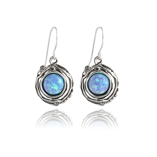 Silver Earrings with Opal