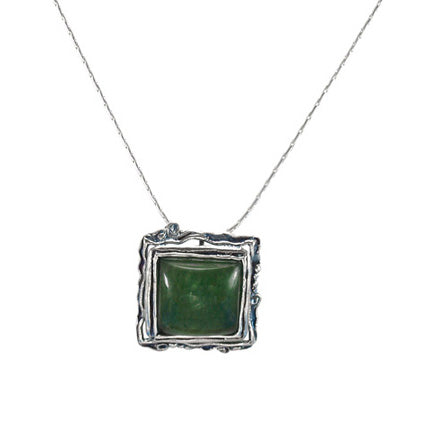 Silver Necklace with Aventurine