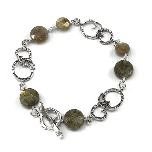 Silver Bracelet with Labradorite