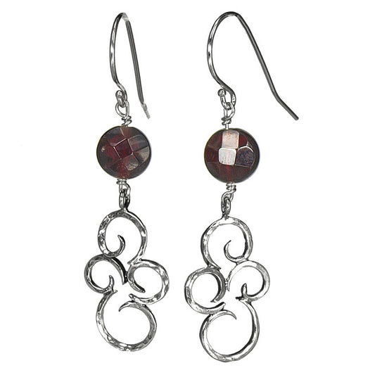 Silver Earrings with Garnet