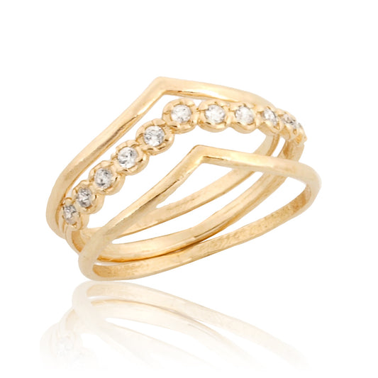 Gold Filled 3 stack Rings with Zircon