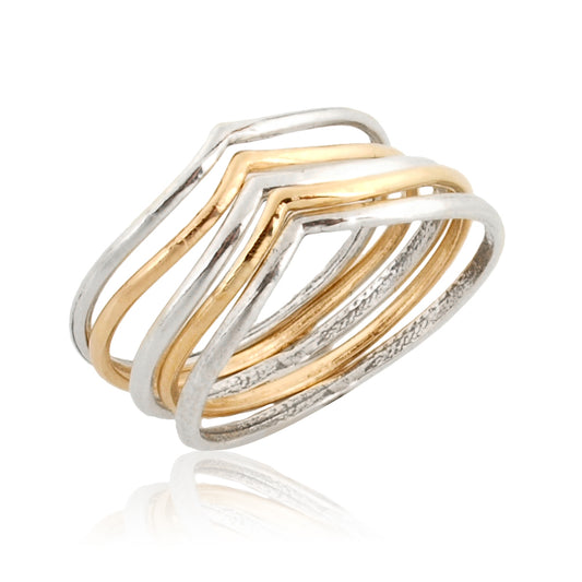 Silver and Gold Filled 5 stack Rings