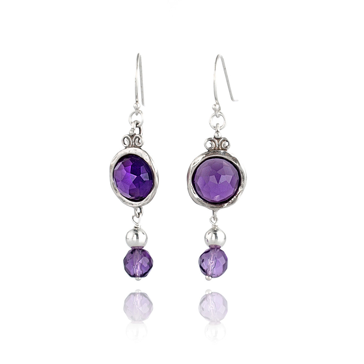 Silver Earrings with Syn. Amethyst