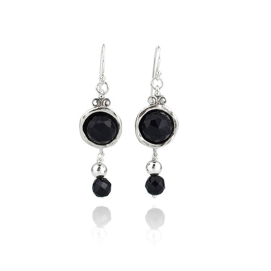 Silver Earrings with Onyx