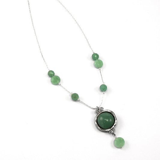 Silver Necklace with Aventurine