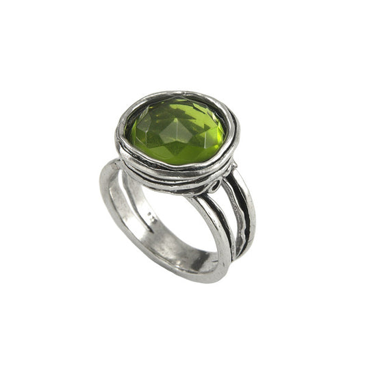 Silver Ring with Syn Peridot