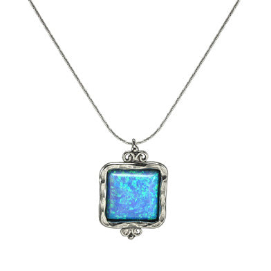 Silver Necklace with Opal