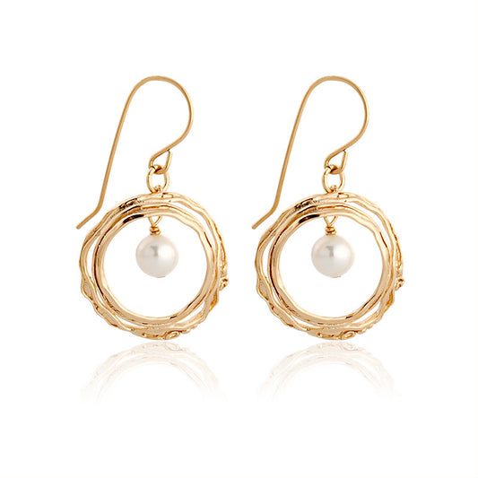 Gold filled earrings, pearl