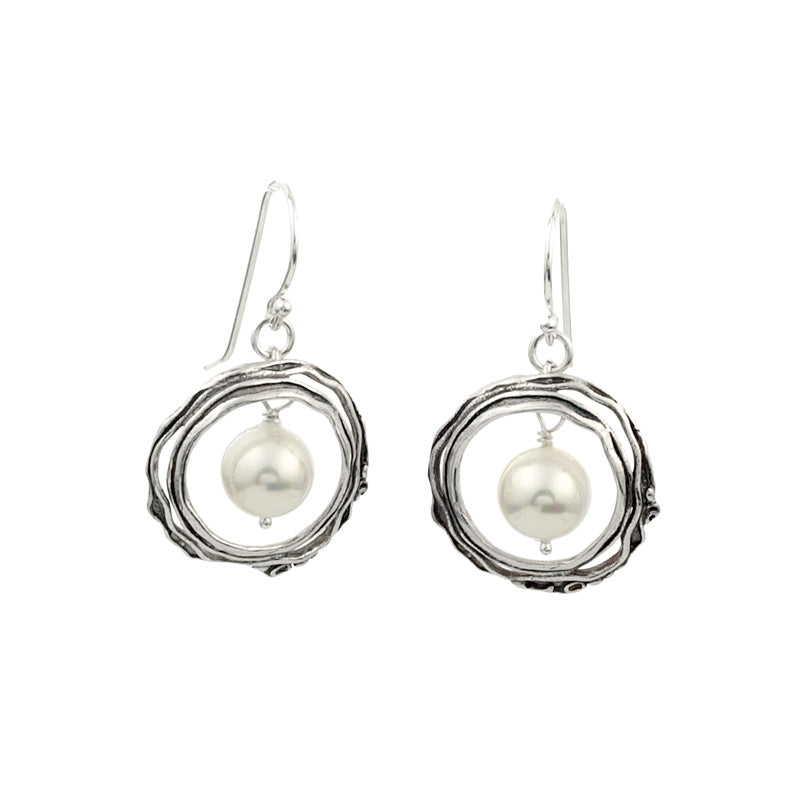 Silver Earrings with Pearl