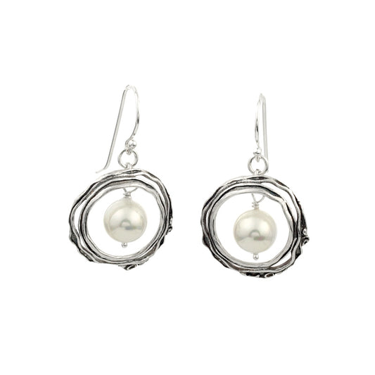 Silver Earrings with Pearl