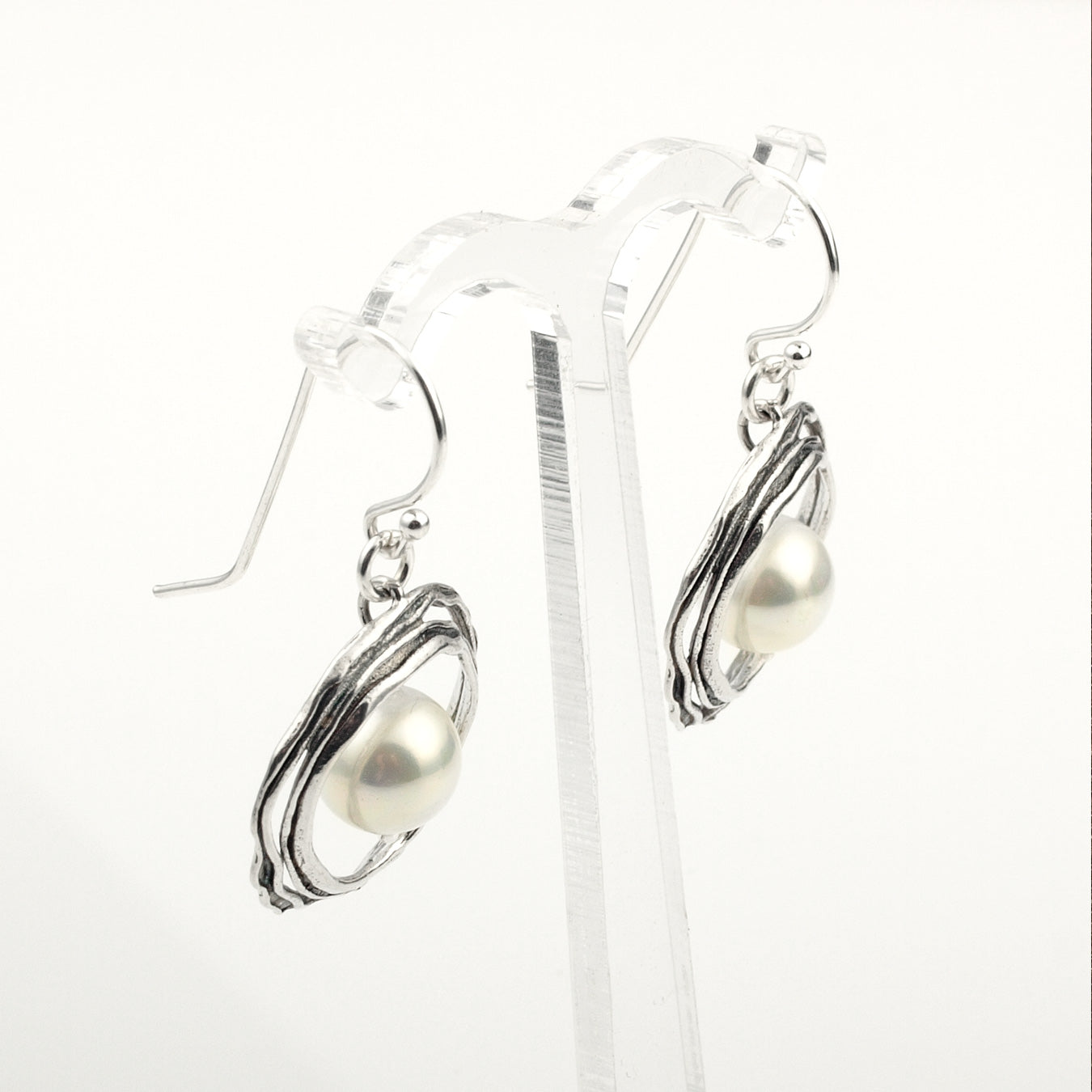 Silver Earrings with Pearl