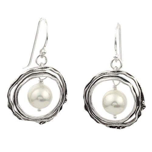 Silver Earrings with Pearl