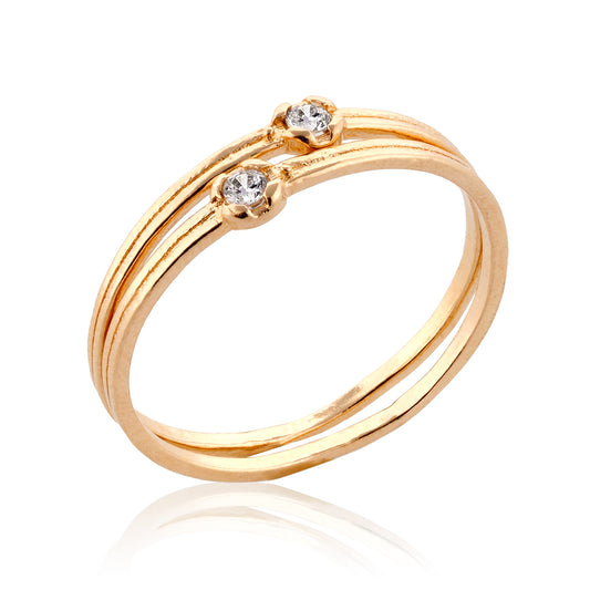 14K Gold Stack Ring with Zircon