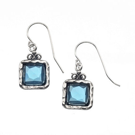 Silver Earrings with Syn Bluetopaz