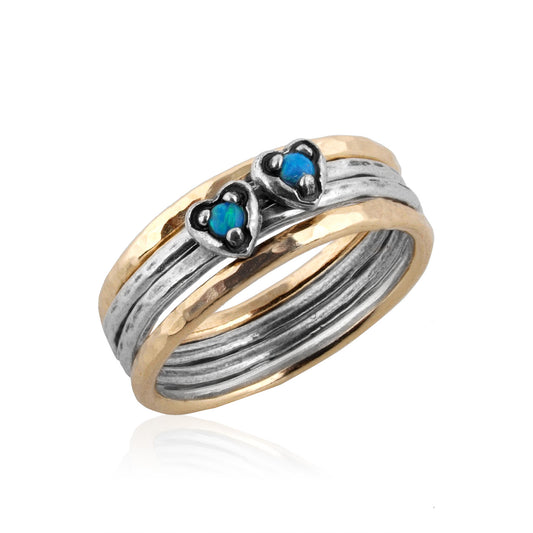 Silver, Gold Filled and Opal Stack Ring