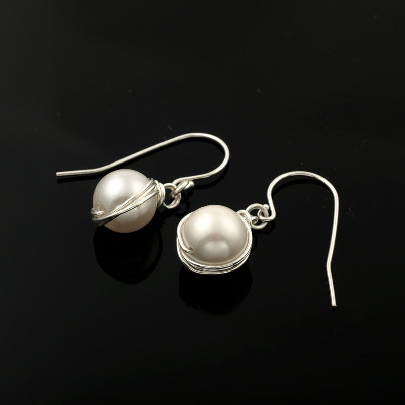 Silver Earrings with Pearl