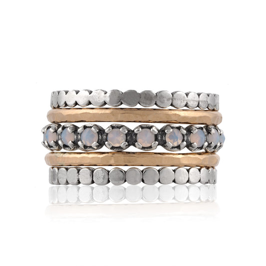 Silver and Gold Filled Stack Ring with Opalit