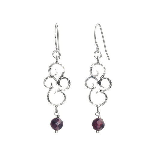 Silver Earrings with Garnet