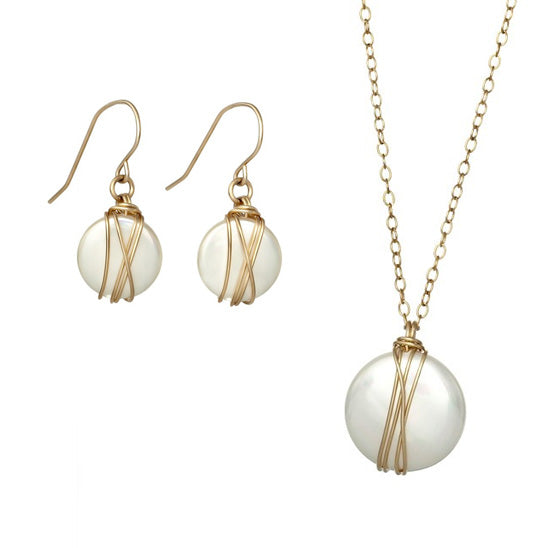 Gold Filled Set with Coin Mayorka Pearl