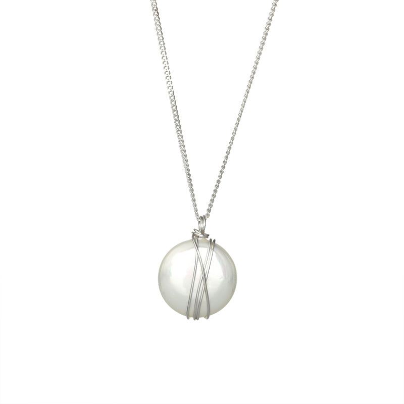 Silver Necklace with Coin Mayorka Pearl