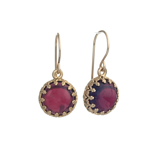 Israeli Jewelry Goldfilled Earrings With Garnet