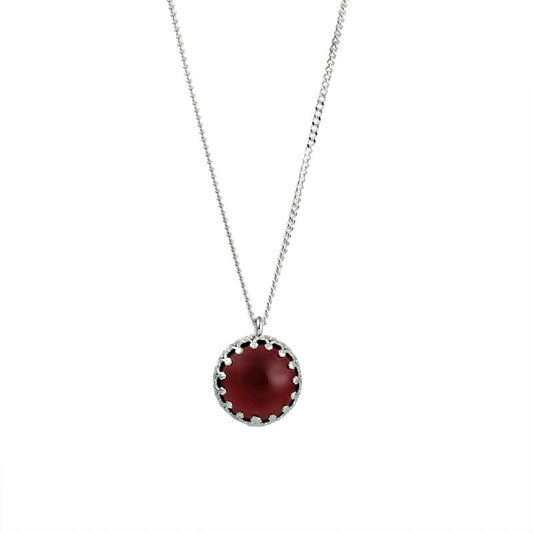 Silver Necklace with Garnet