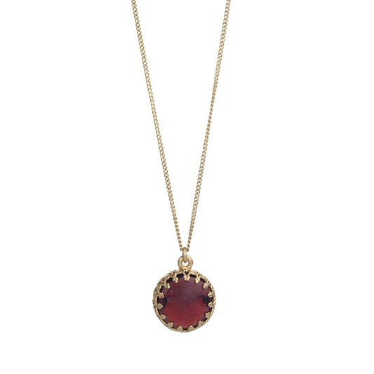 Israeli Jewelry Gold Filled Necklace With Garnet