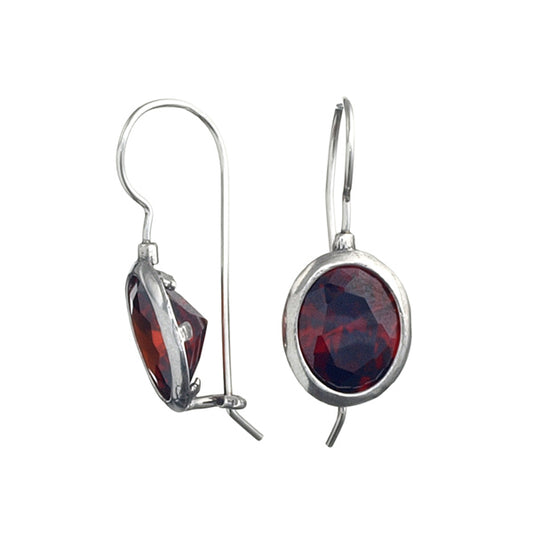 Silver Earrings With Garnet Zircon