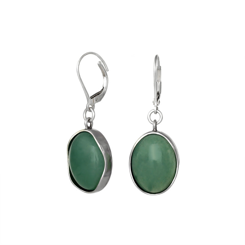 Silver Earrings with Aventurine