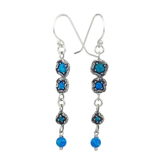 Silver and Opals Earrings