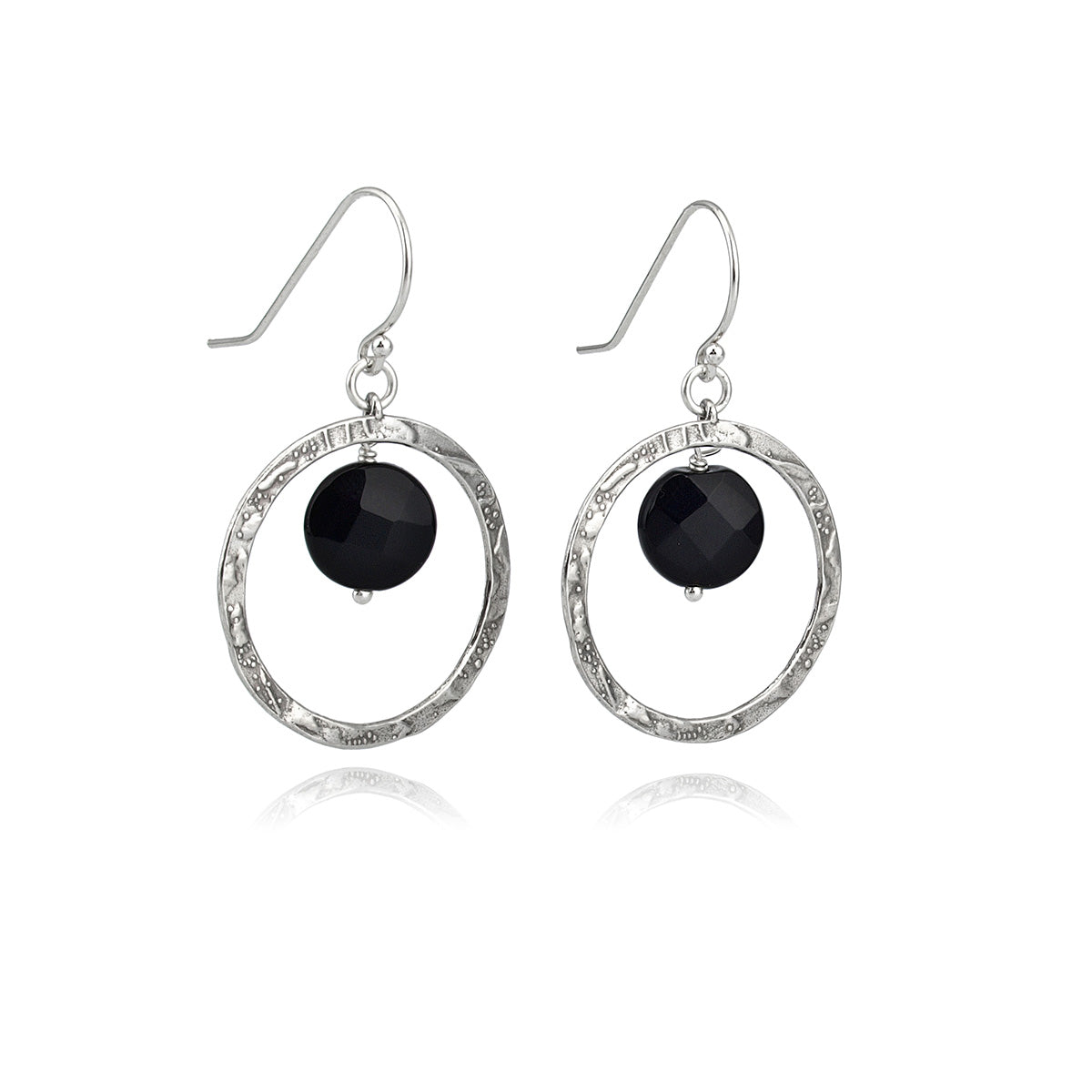 Silver Earrings with Onyx