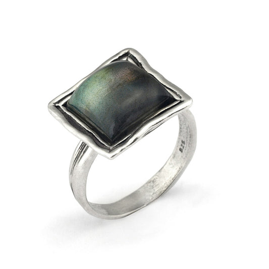 Silver Ring With Labradorite