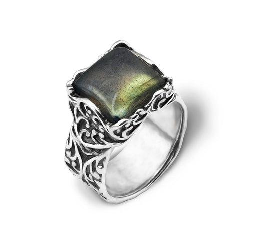 Silver Ring With Labradorite